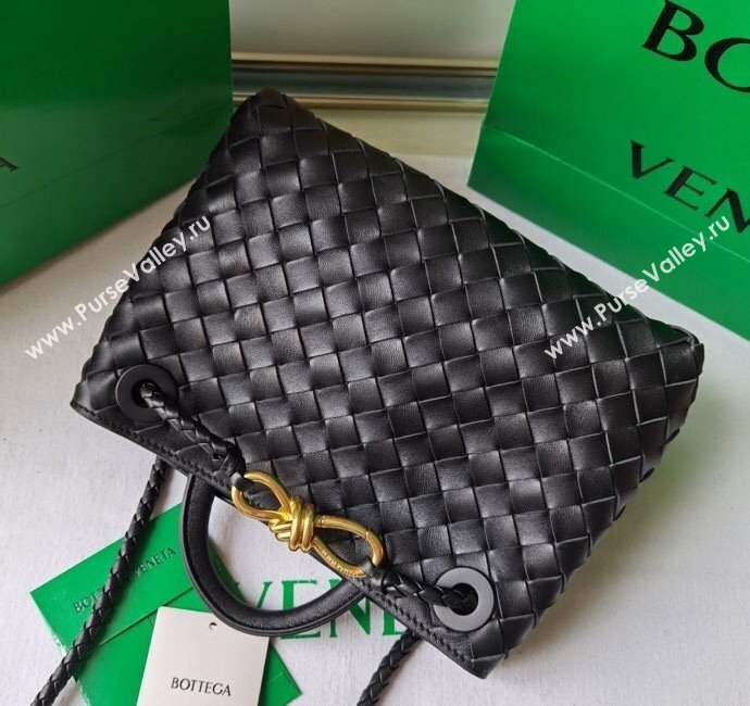Bottega Veneta Small Andiamo Top Handle Bag in Intrecciato Leather Black/Gold 2025 743568 (WT-250205016)