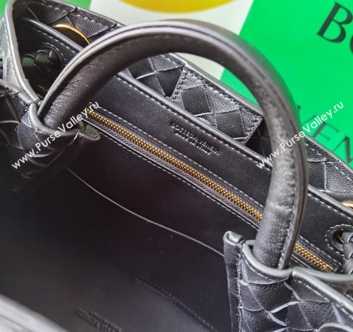 Bottega Veneta Small Andiamo Top Handle Bag in Intrecciato Leather Black/Gold 2025 743568 (WT-250205016)