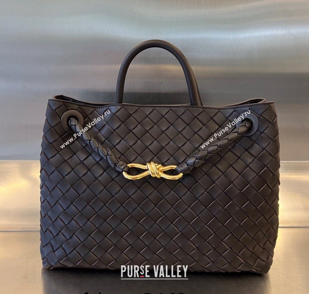 Bottega Veneta Medium Andiamo Top Handle Bag in Intrecciato Leather Fondant Brown 743572 2025 0731 (WT-250731027)