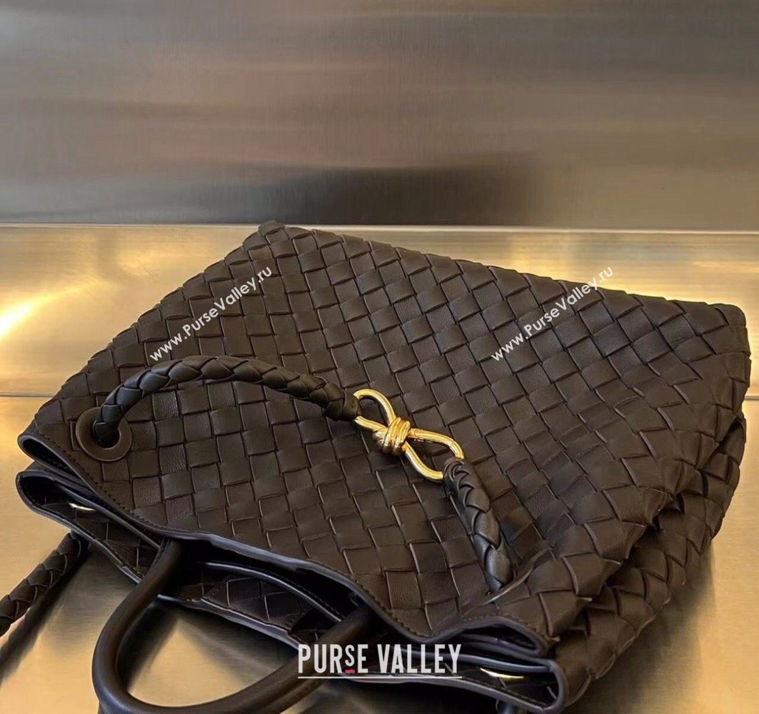 Bottega Veneta Medium Andiamo Top Handle Bag in Intrecciato Leather Fondant Brown 743572 2025 0731 (WT-250731027)