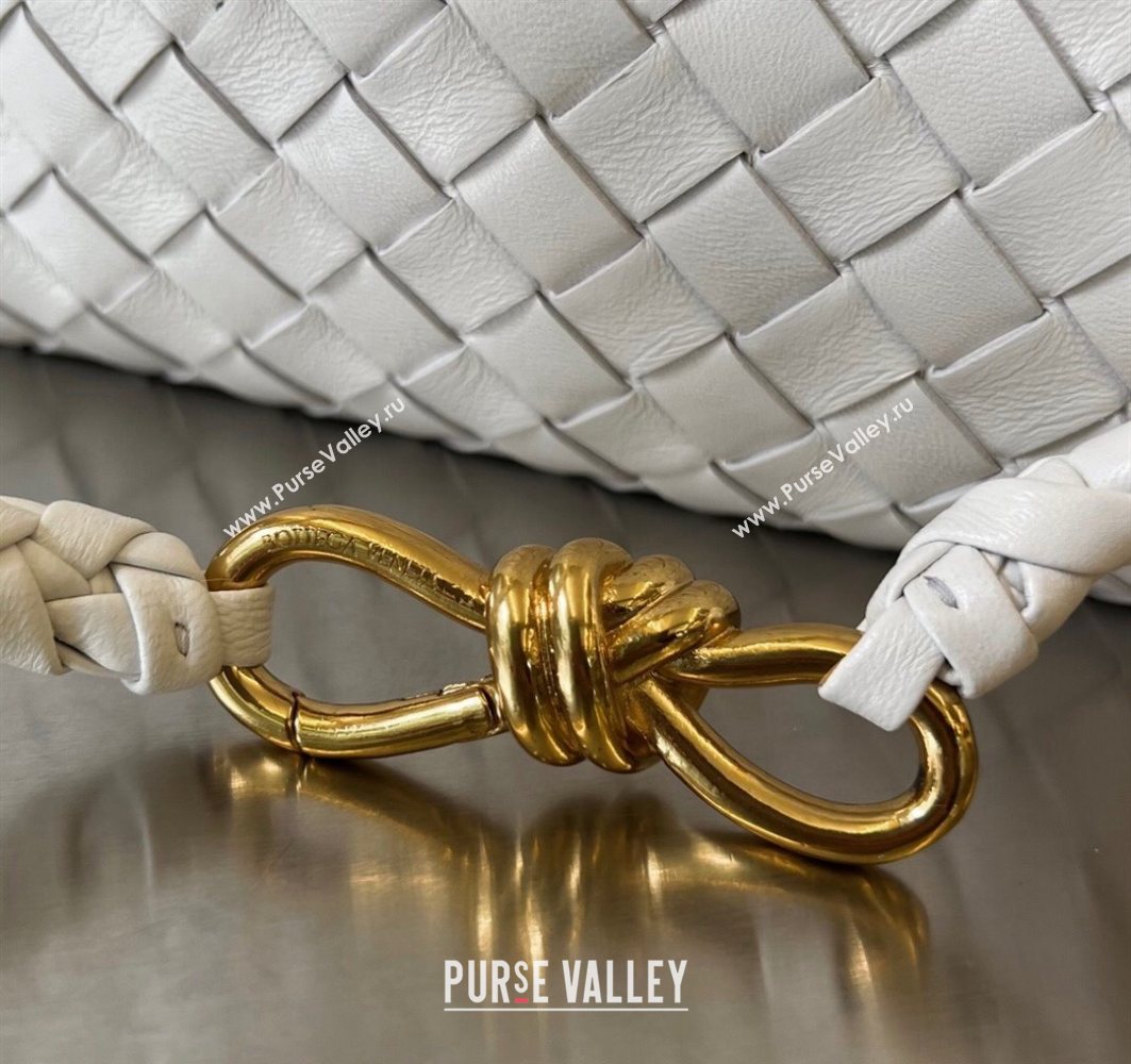 Bottega Veneta Medium Andiamo Top Handle Bag in Intrecciato Leather White/Gold 743572 2025 0731 (WT-250731029)