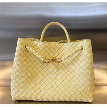 Bottega Veneta Medium Andiamo Top Handle Bag in Intrecciato Leather Ice Cream Yellow 743572 2025 0731 (WT-250731030)