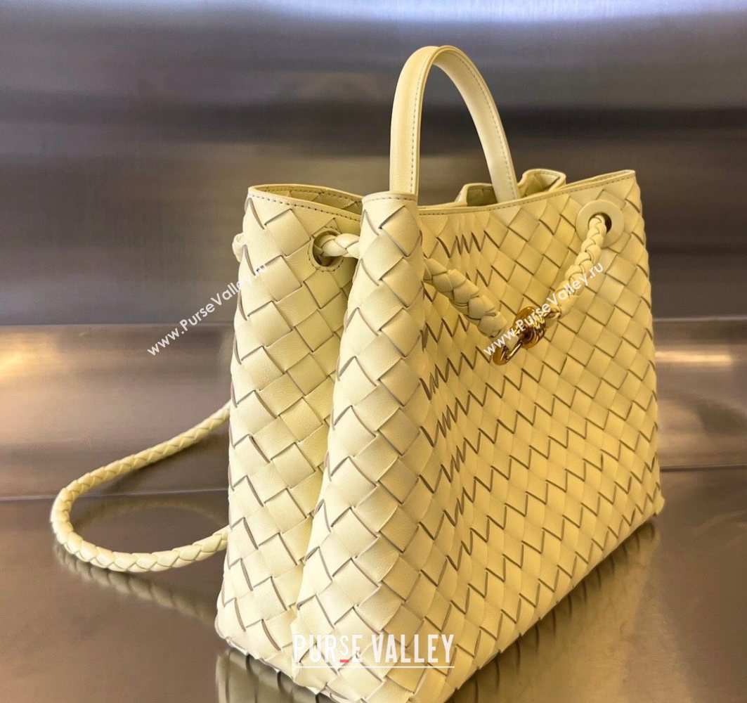 Bottega Veneta Medium Andiamo Top Handle Bag in Intrecciato Leather Ice Cream Yellow 743572 2025 0731 (WT-250731030)