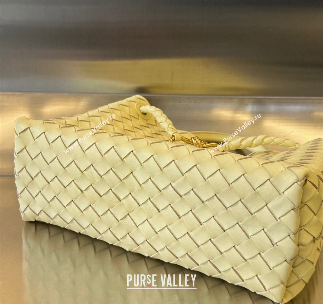 Bottega Veneta Medium Andiamo Top Handle Bag in Intrecciato Leather Ice Cream Yellow 743572 2025 0731 (WT-250731030)
