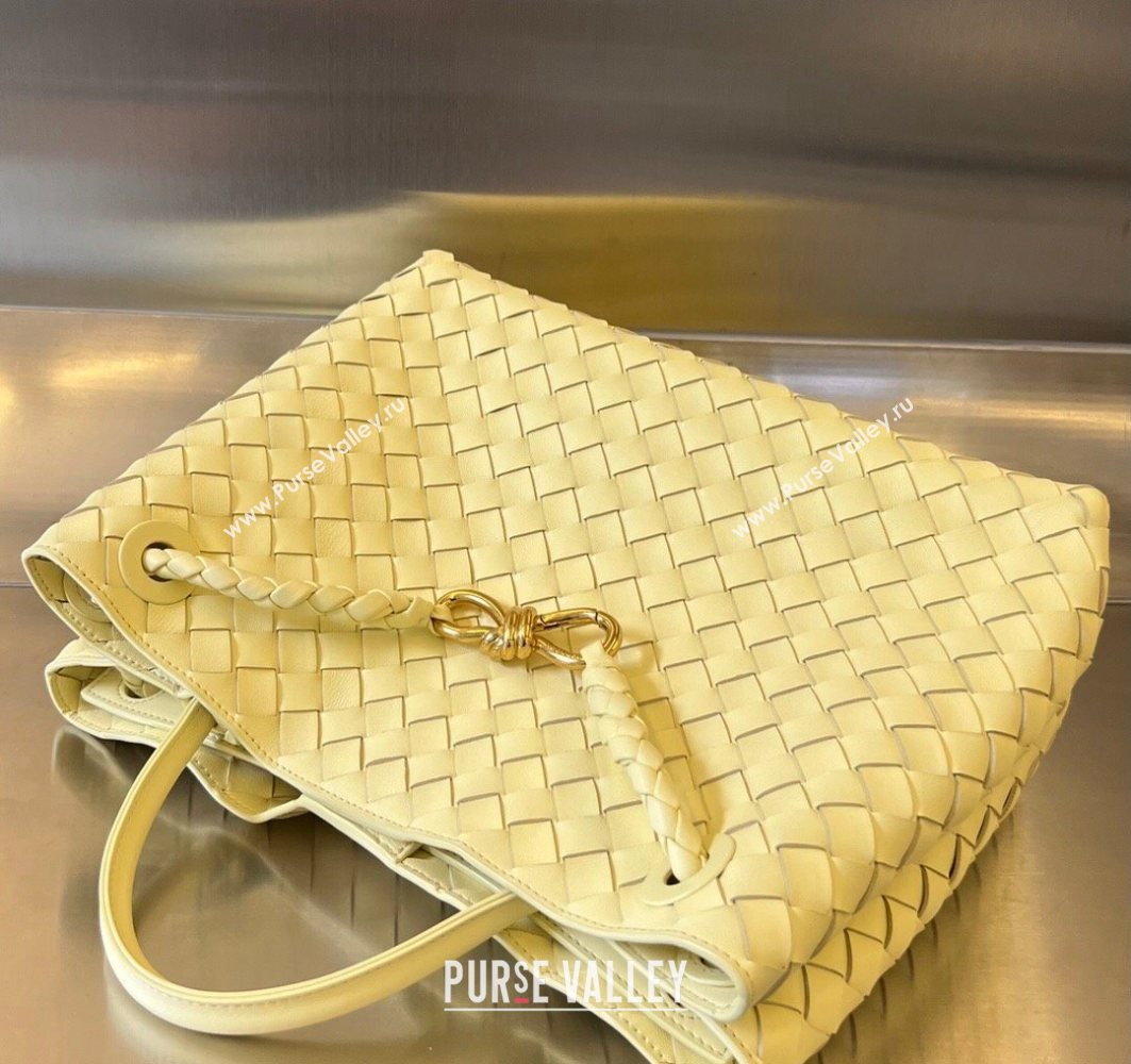 Bottega Veneta Medium Andiamo Top Handle Bag in Intrecciato Leather Ice Cream Yellow 743572 2025 0731 (WT-250731030)