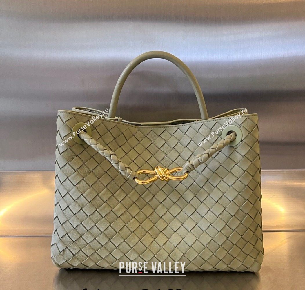 Bottega Veneta Medium Andiamo Top Handle Bag in Intrecciato Leather Travertine Green 743572 0731 (WT-250731031)
