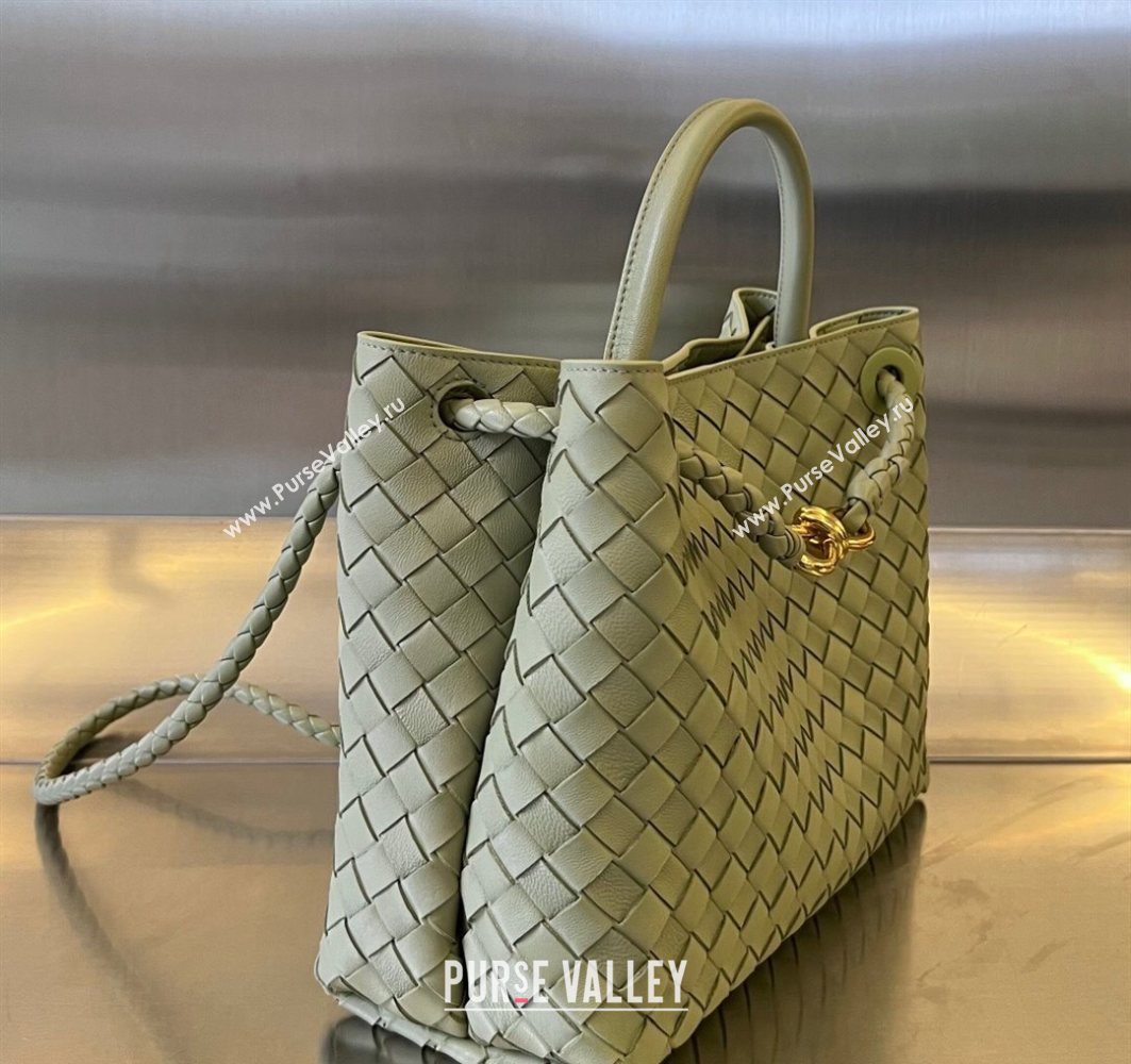 Bottega Veneta Medium Andiamo Top Handle Bag in Intrecciato Leather Travertine Green 743572 0731 (WT-250731031)