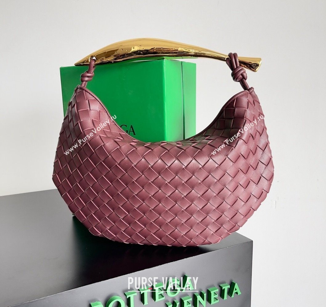 Bottega Veneta Sardine Bag in Intrecciato Leather Barolo Red 2024 716082 (YX-241217055)