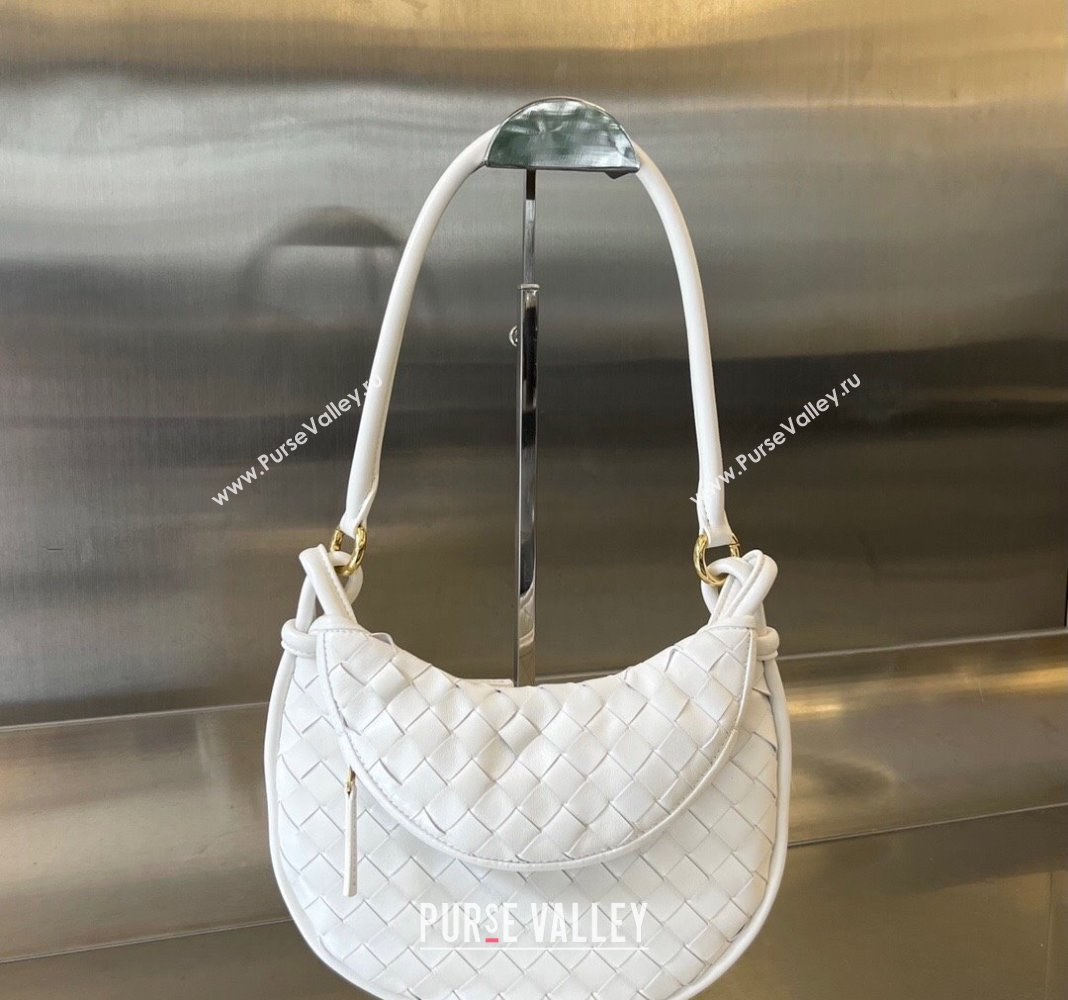 Bottega Veneta Small Gemelli Shoulder Bag in Intrecciato Leather White 2023 776764 (WT-231116017)