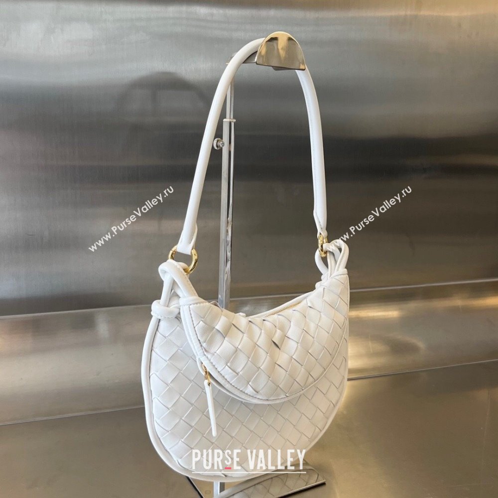 Bottega Veneta Small Gemelli Shoulder Bag in Intrecciato Leather White 2023 776764 (WT-231116017)