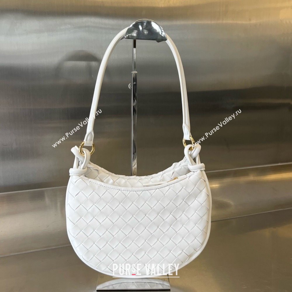 Bottega Veneta Small Gemelli Shoulder Bag in Intrecciato Leather White 2023 776764 (WT-231116017)