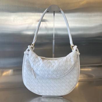 Bottega Veneta Medium Gemelli Shoulder Bag in Intrecciato Leather White 2023 764281 (WT-231130035)