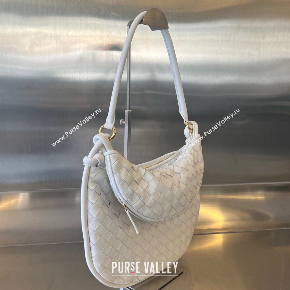 Bottega Veneta Medium Gemelli Shoulder Bag in Intrecciato Leather White 2023 764281 (WT-231130035)