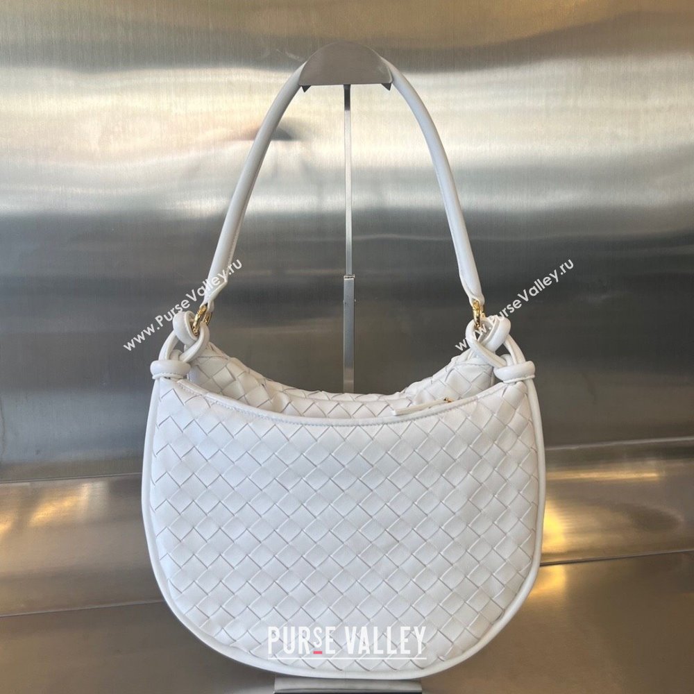 Bottega Veneta Medium Gemelli Shoulder Bag in Intrecciato Leather White 2023 764281 (WT-231130035)