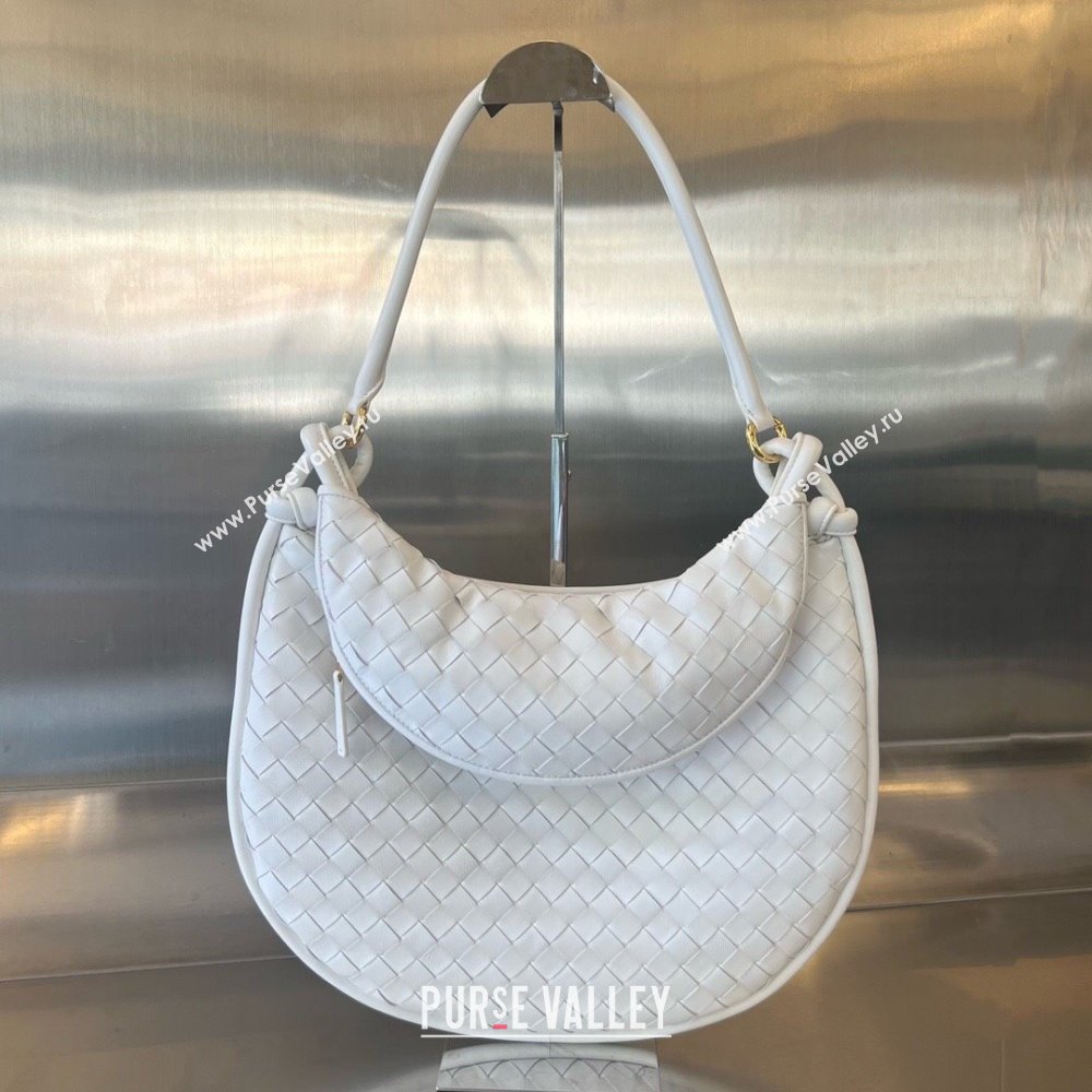 Bottega Veneta Large Gemelli Shoulder Bag in Intrecciato Leather White 2023 764053 (WT-231130034)