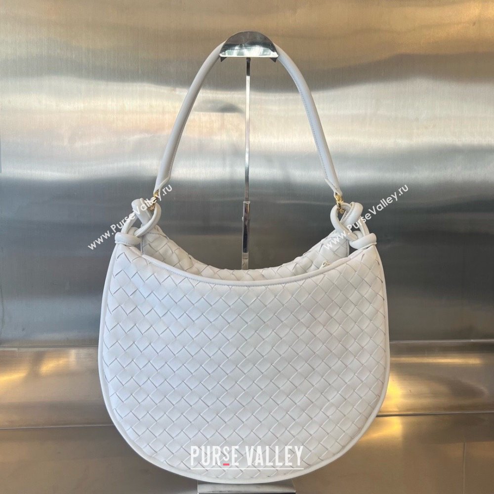 Bottega Veneta Large Gemelli Shoulder Bag in Intrecciato Leather White 2023 764053 (WT-231130034)