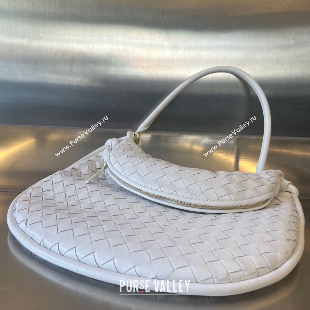 Bottega Veneta Large Gemelli Shoulder Bag in Intrecciato Leather White 2023 764053 (WT-231130034)