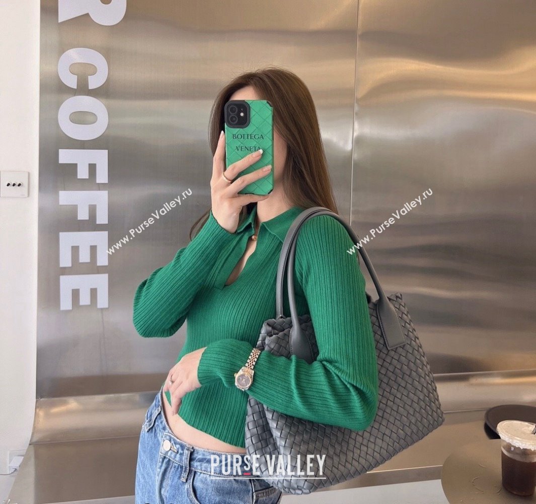 Bottega Veneta Medium Cabat Tote Bag in Intrecciato Leather Thunder Grey 2025 608810 (WT-250519095)