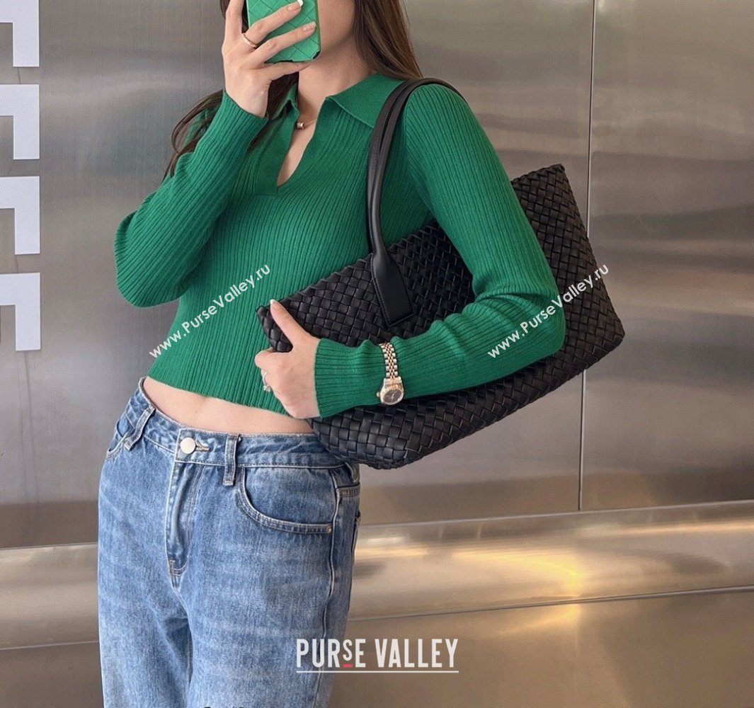 Bottega Veneta Medium Cabat Tote Bag in Intrecciato Leather Black 2025 608810 (WT-250519099)
