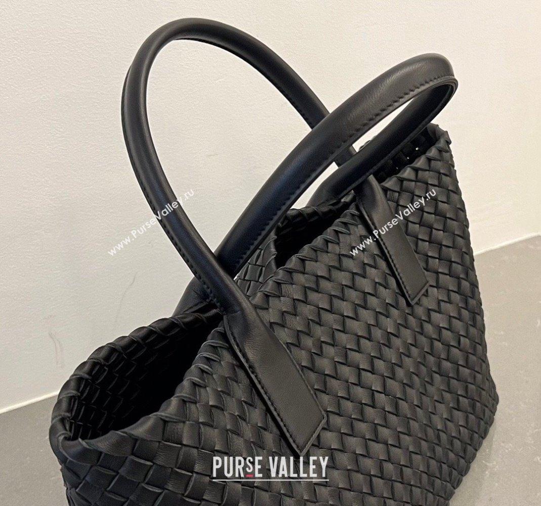 Bottega Veneta Medium Cabat Tote Bag in Intrecciato Leather Black 2023 608810 (WT-231212079)