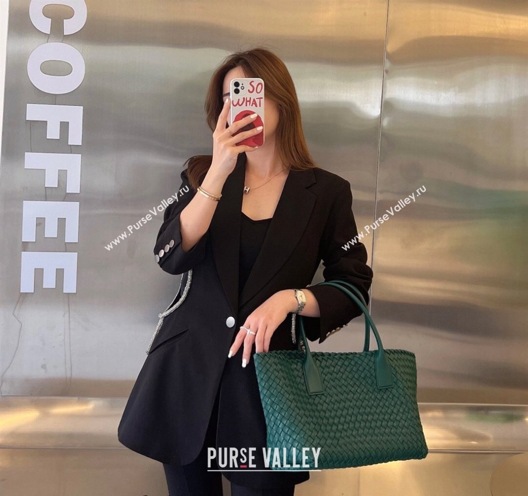 Bottega Veneta Medium Cabat Tote Bag in Intrecciato Leather Turq Green 2025 608810 (WT-250519091)