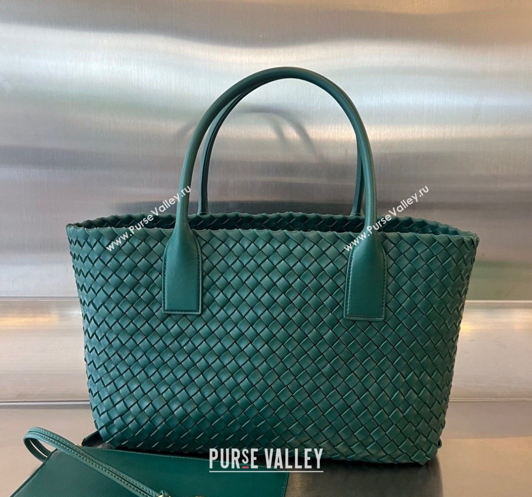 Bottega Veneta Medium Cabat Tote Bag in Intrecciato Leather Turq Green 2023 608810 (WT-231212067)