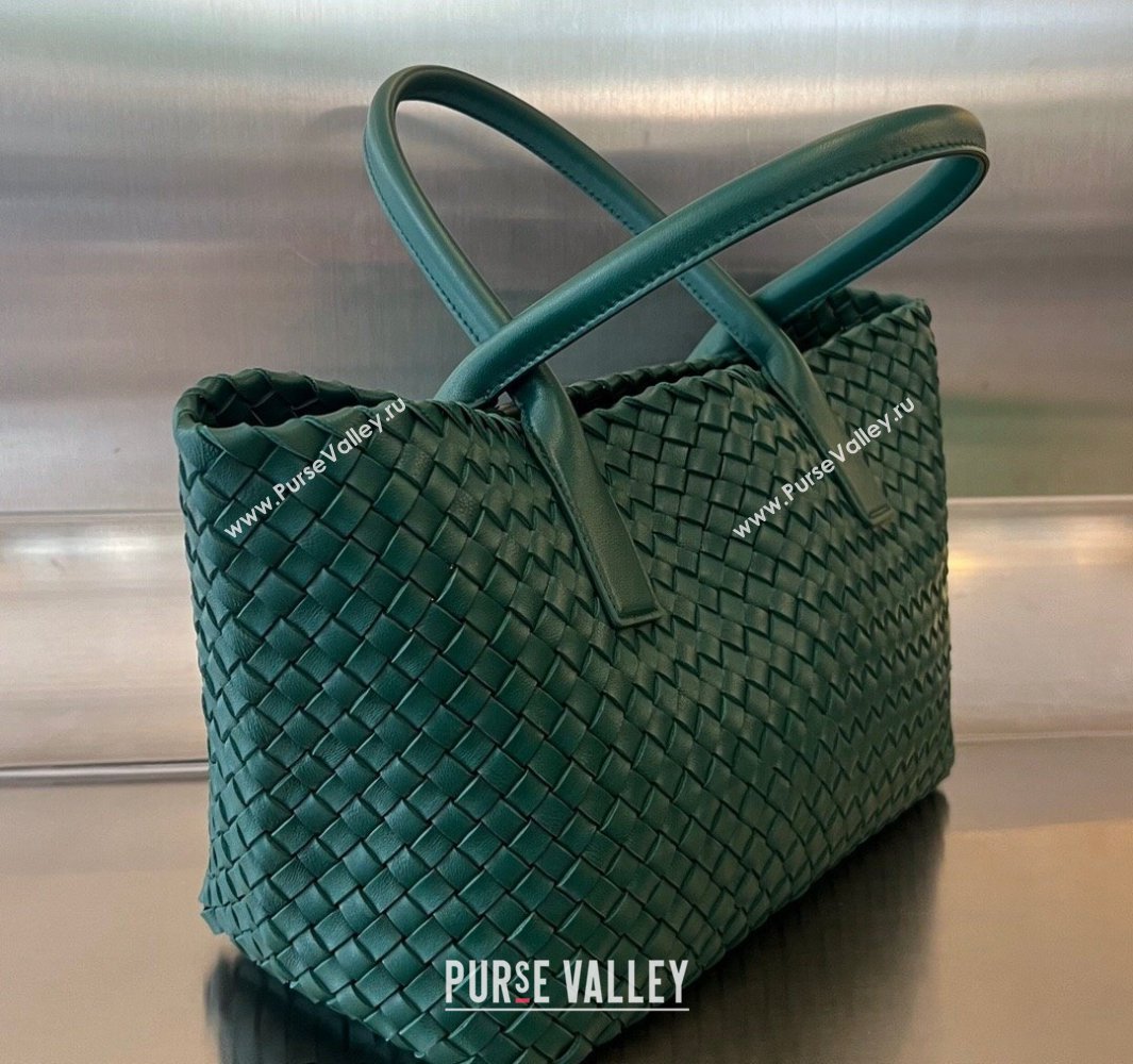 Bottega Veneta Medium Cabat Tote Bag in Intrecciato Leather Turq Green 2025 608810 (WT-250519091)