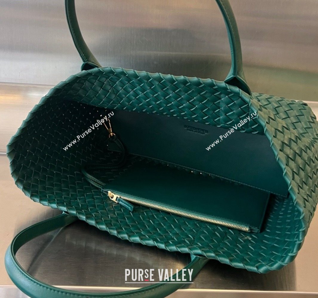 Bottega Veneta Medium Cabat Tote Bag in Intrecciato Leather Turq Green 2025 608810 (WT-250519091)