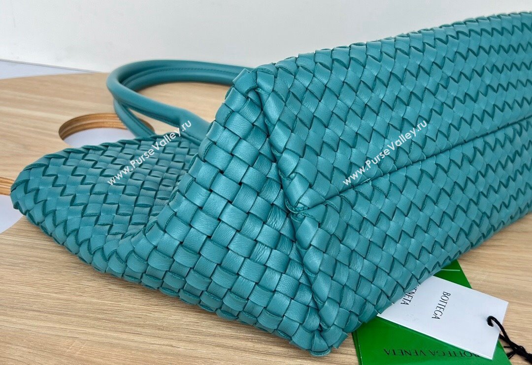 Bottega Veneta Medium Cabat Tote Bag in Intrecciato Leather Shiny Blue 2025 608810 (WT-250519093)