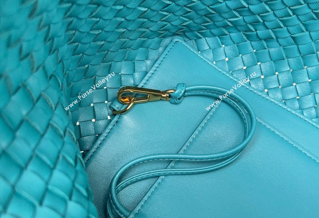 Bottega Veneta Medium Cabat Tote Bag in Intrecciato Leather Shiny Blue 2023 608810 (WT-231212069)