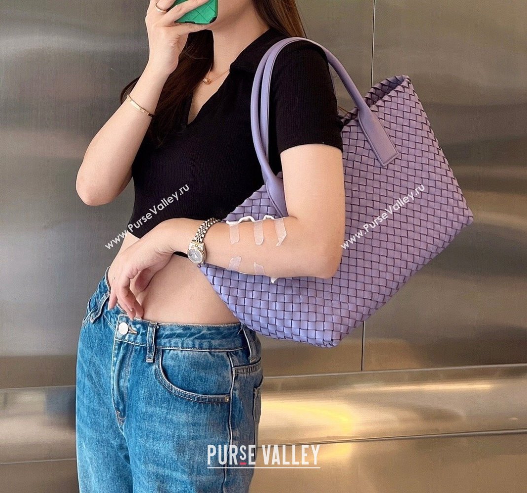 Bottega Veneta Medium Cabat Tote Bag in Intrecciato Leather Purple 2023 608810 (WT-231212071)