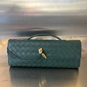 Bottega Veneta Long Clutch Bag Andiamo With Handle in Intrecciato Leather Emerald green 2023 741511 (WT-240119116)