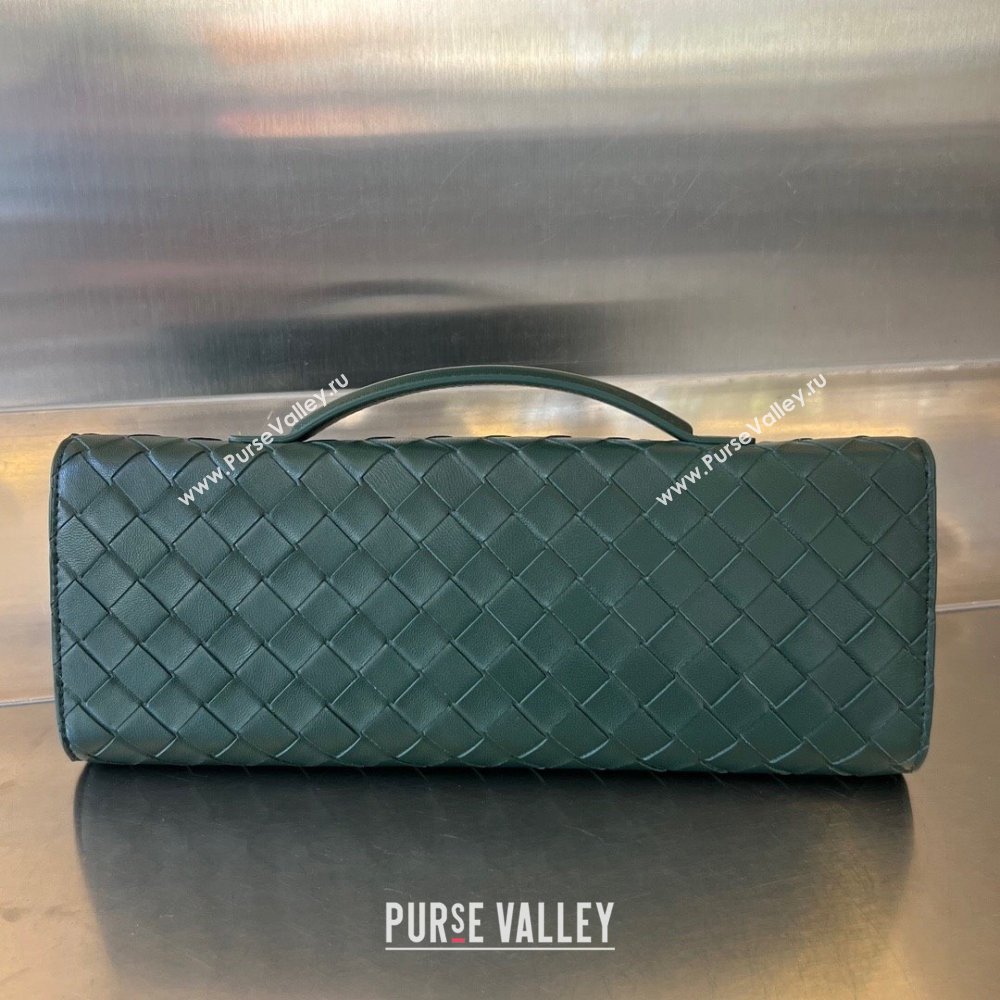 Bottega Veneta Long Clutch Bag Andiamo With Handle in Intrecciato Leather Emerald green 2023 741511 (WT-240119116)