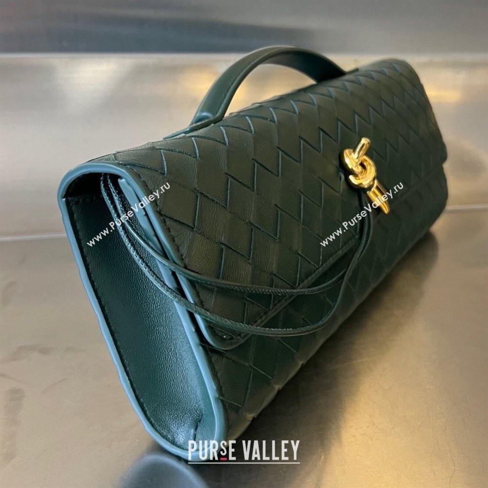 Bottega Veneta Long Clutch Bag Andiamo With Handle in Intrecciato Leather Emerald green 2023 741511 (WT-240119116)