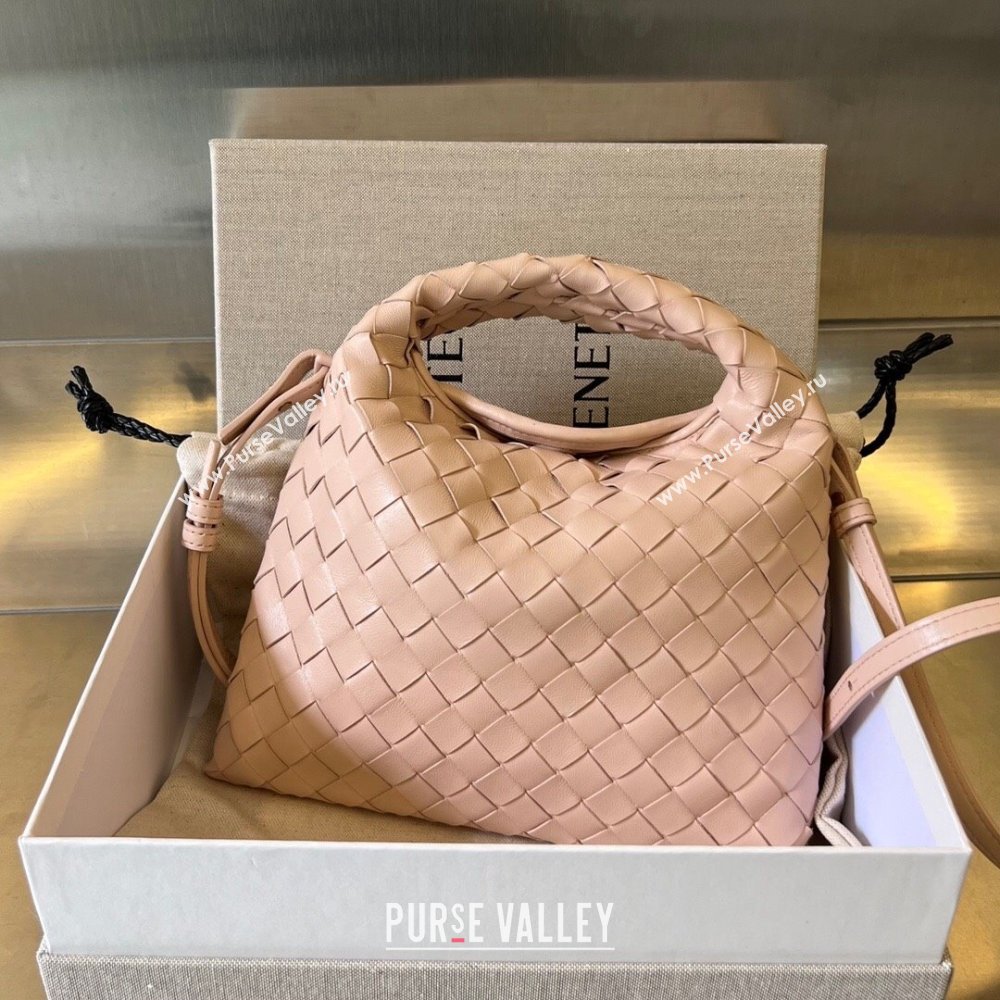 Bottega Veneta Mini Wallace Hobo Bag in Intrecciato Leather 754443 Lotus Pink 2023 (WT-240119114)