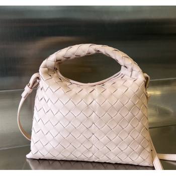 Bottega Veneta Mini Hop Hobo Bag in Intrecciato Leather Lotus Pink 2023 777586 (WT-240221104)