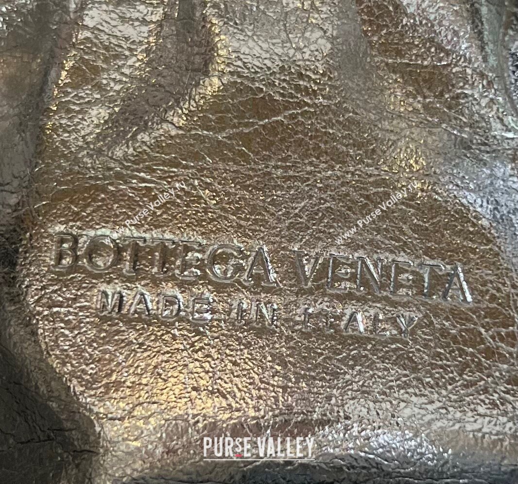 Bottega Veneta Mini Hop Bag in Intrecciato Lamina Leather Silver/Gold 2024 777572 (WT-240221105)