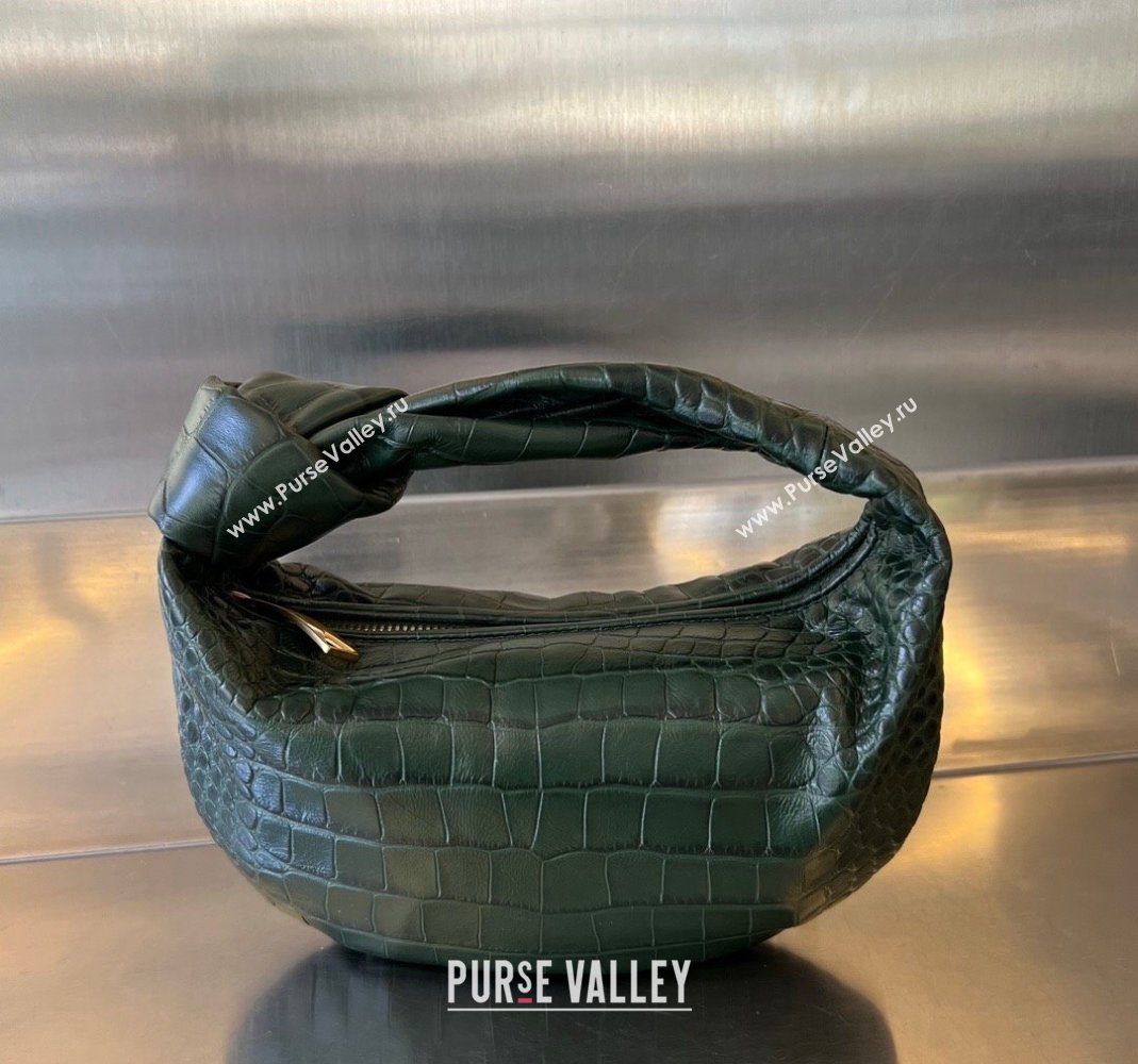 Bottega Veneta Mini Jodie Hobo in Alligator Leather Dark green 2024 717709 (WT-240221097)