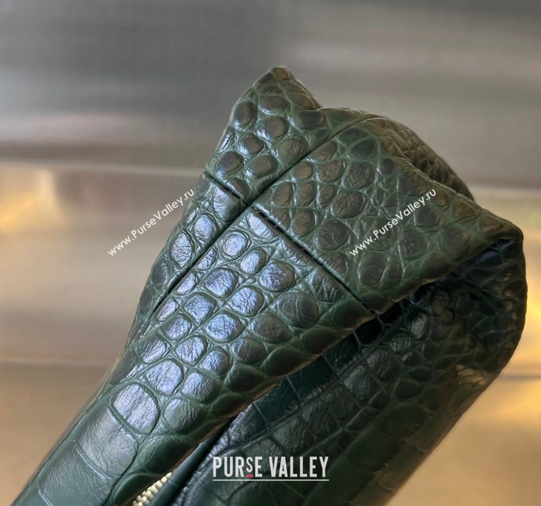 Bottega Veneta Mini Jodie Hobo in Alligator Leather Dark green 2024 717709 (WT-240221097)