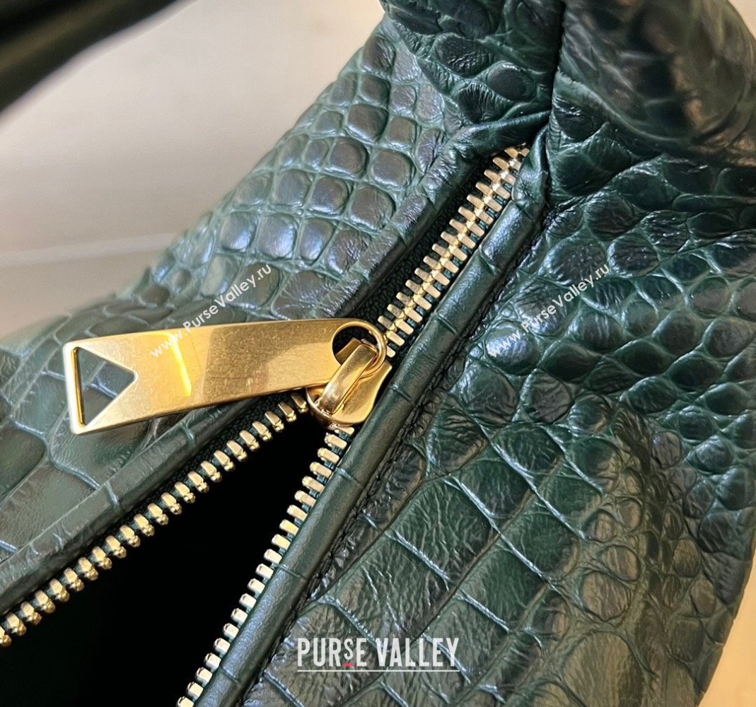 Bottega Veneta Mini Jodie Hobo in Alligator Leather Dark green 2024 717709 (WT-240221097)