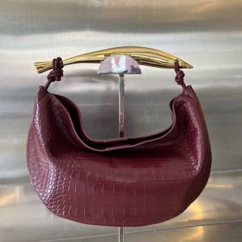 Bottega Veneta Sardine bag in Alligator Leather Burgundy 2024 754657 (WT-240221112)