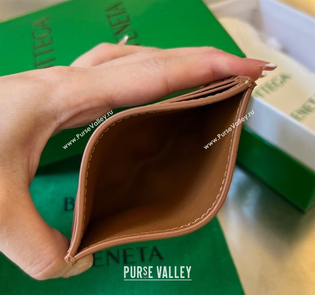 Bottega Veneta Intrecciato Leather Credit Card Case Wood Brown 2024 731956 (WT-240314055)