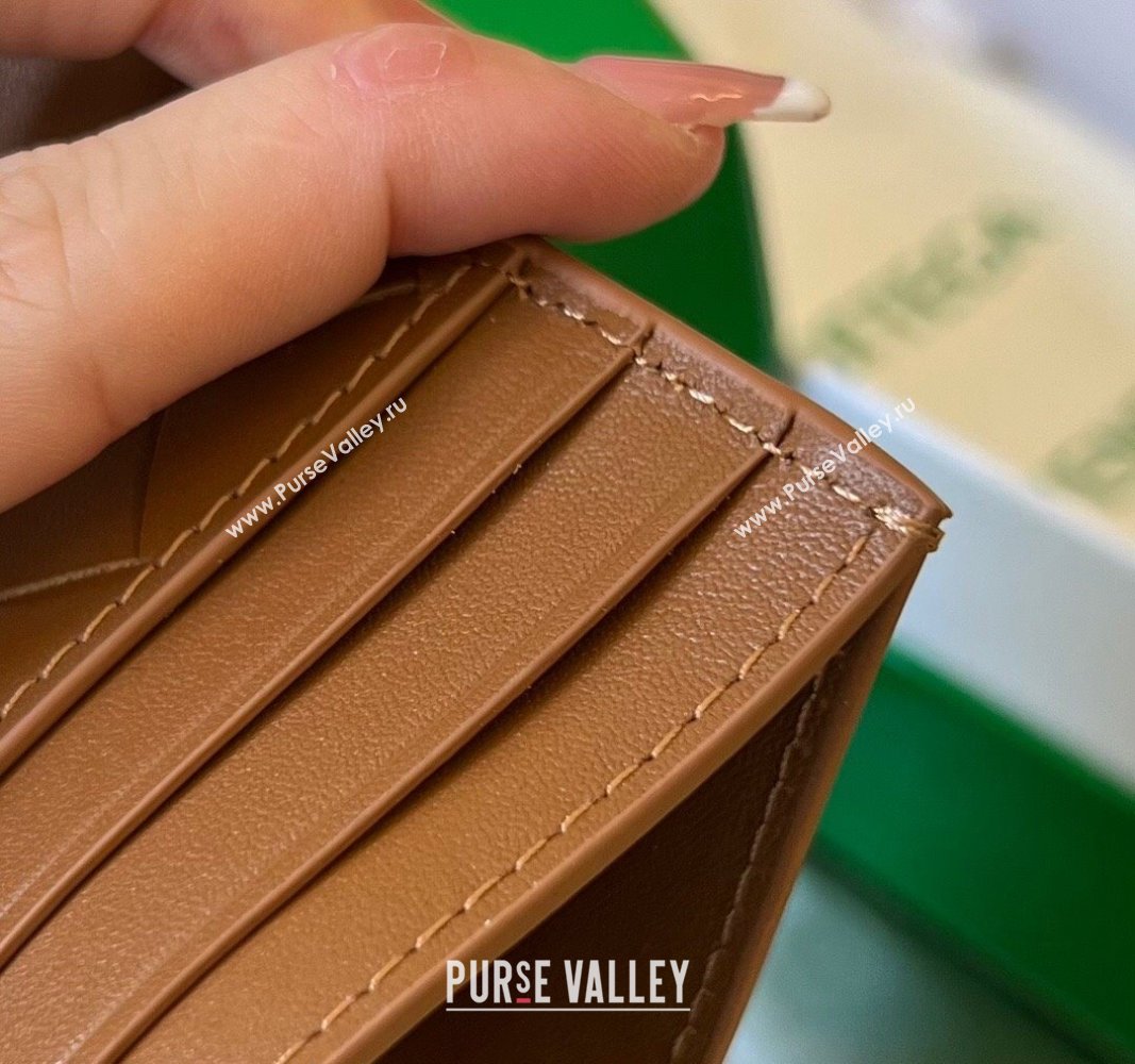 Bottega Veneta Intrecciato Leather Credit Card Case Wood Brown 2024 731956 (WT-240314055)