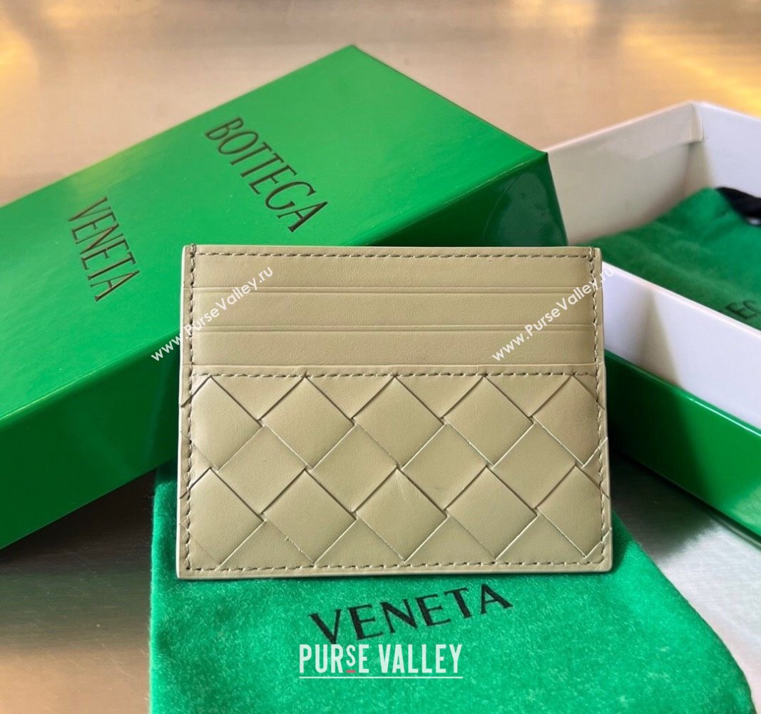 Bottega Veneta Intrecciato Leather Credit Card Case Travertine Green 2024 731956 (WT-240314056)