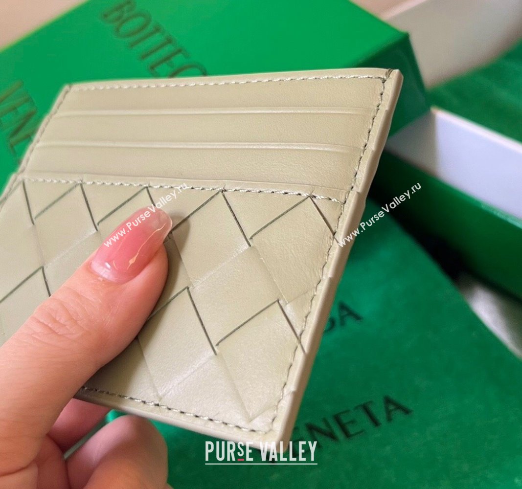 Bottega Veneta Intrecciato Leather Credit Card Case Travertine Green 2024 731956 (WT-240314056)