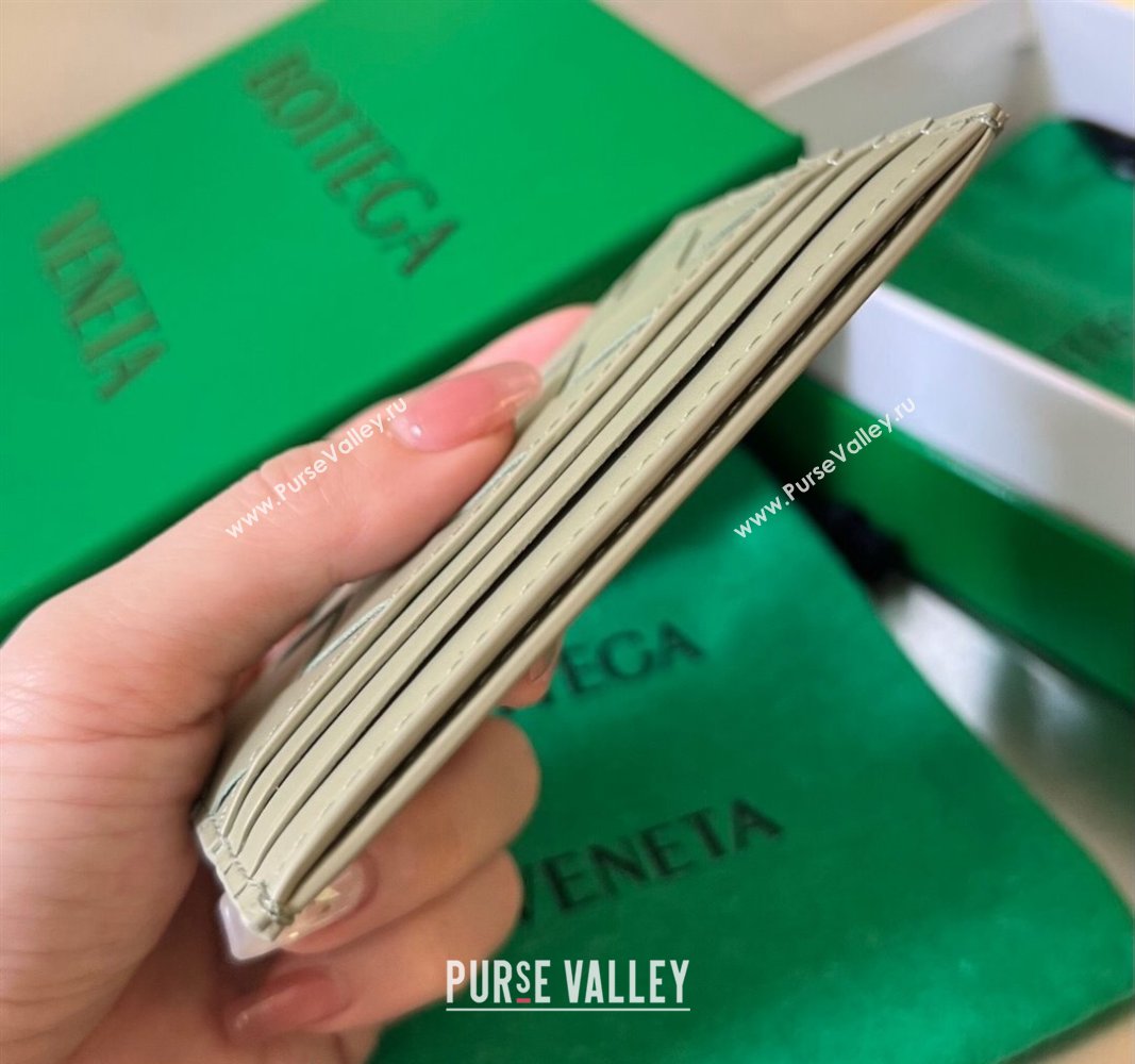 Bottega Veneta Intrecciato Leather Credit Card Case Travertine Green 2024 731956 (WT-240314056)