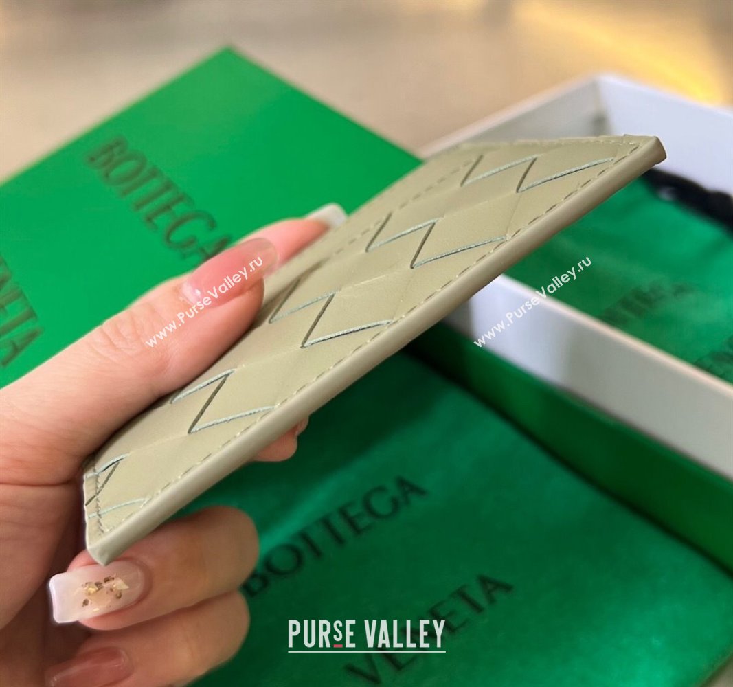 Bottega Veneta Intrecciato Leather Credit Card Case Travertine Green 2024 731956 (WT-240314056)