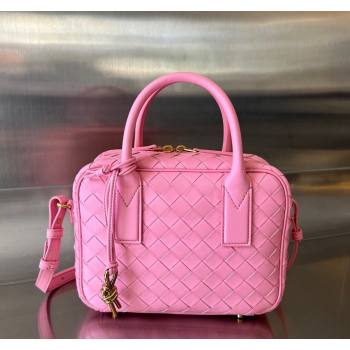 Bottega Veneta Small Getaway Top Handle Bag in Intrecciato Leather Pink 2023 776736 (WT-240314047)
