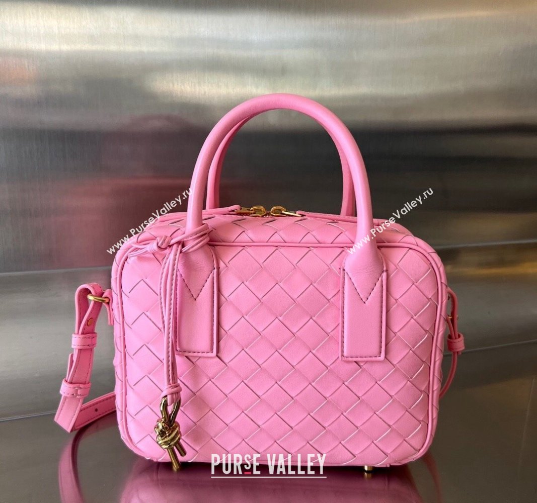 Bottega Veneta Small Getaway Top Handle Bag in Intrecciato Leather Pink 2023 776736 (WT-240314047)