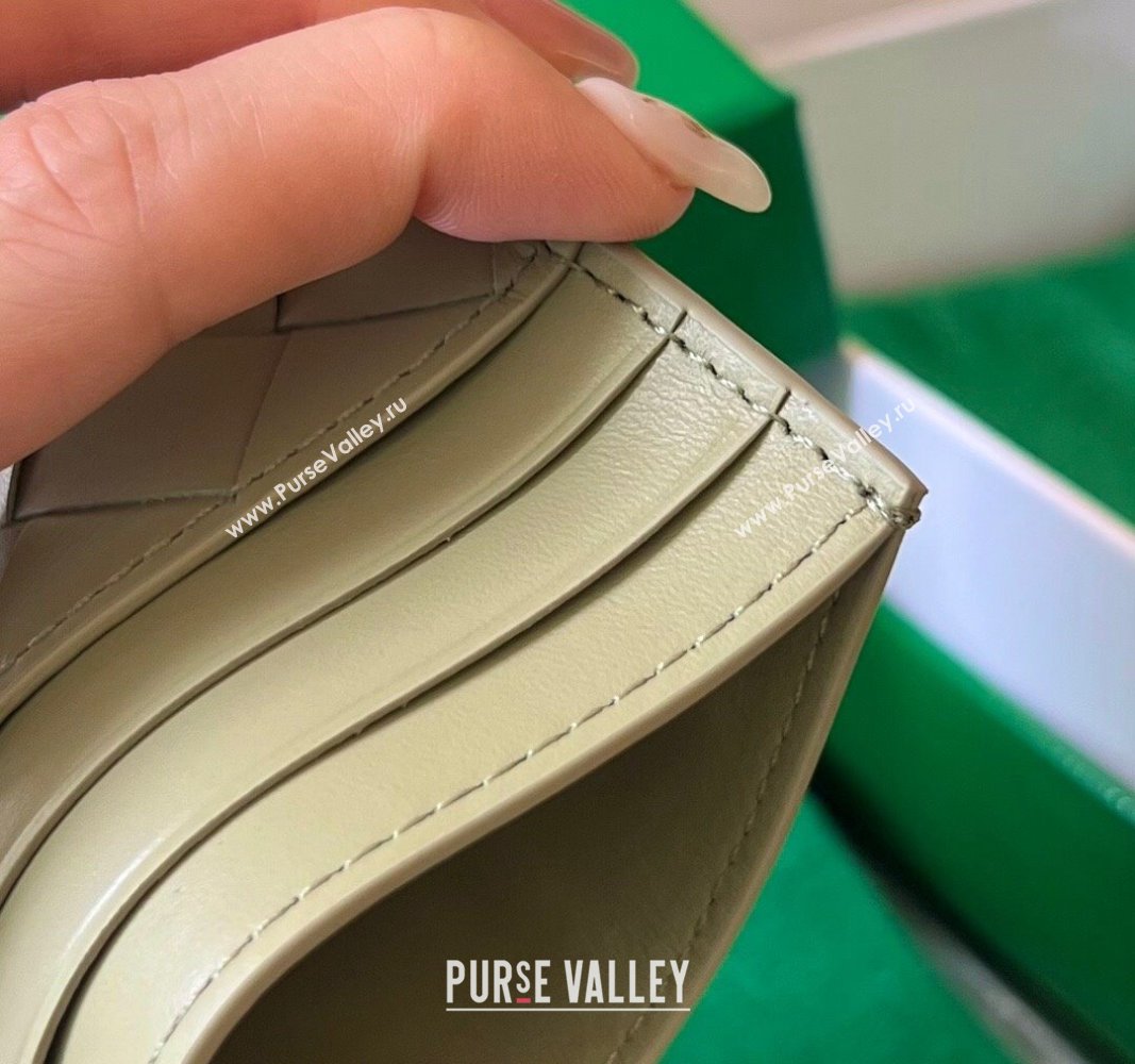 Bottega Veneta Intrecciato Leather Credit Card Case Travertine Green 2024 731956 (WT-240314056)